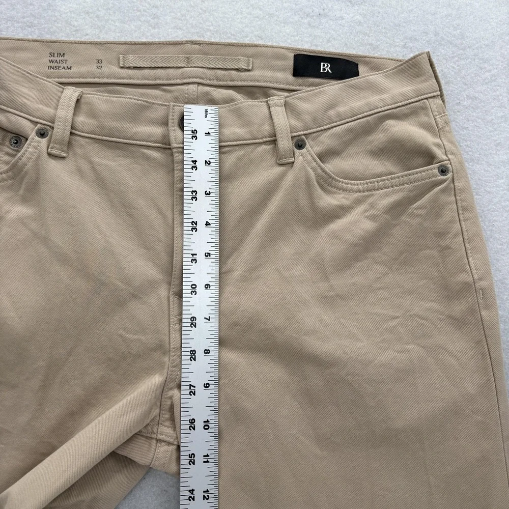 Banana Republic Traveler Pants Mens 33x32 Beige Slim Fit Stretch Khaki 5-Pocket